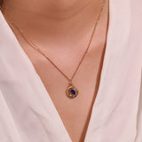 Collier Lapis Lazuli Lune Étoilée réversible Argent plaqué Or - Biloria
