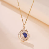 Collier Lapis Lazuli Lune Étoilée réversible Argent plaqué Or - Biloria