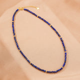 Collier Lapis Lazuli Perle 2mm – Double Rang Laiton Doré - Biloria
