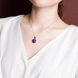 Collier Lapis Lazuli Pomme Argent Plaqué Or Symbolisme Abondance - Biloria