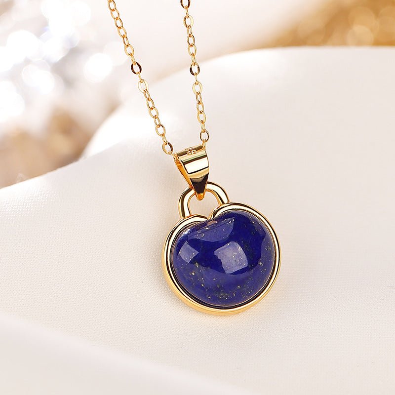 Collier Lapis Lazuli Pomme Argent Plaqué Or Symbolisme Abondance - Biloria