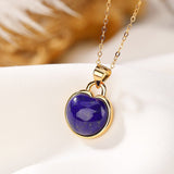 Collier Lapis Lazuli Pomme Argent Plaqué Or Symbolisme Abondance - Biloria