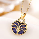 Collier Lapis Lazuli Pomme Argent Plaqué Or Symbolisme Abondance - Biloria