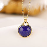 Collier Lapis Lazuli Pomme Argent Plaqué Or Symbolisme Abondance - Biloria