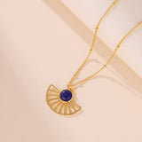 Collier Lapis Lazuli Soleil Bleu Argent Plaqué Or - Biloria