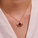 Collier Lapis Lazuli Soleil Bleu Argent Plaqué Or - Biloria