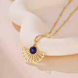 Collier Lapis Lazuli Soleil Bleu Argent Plaqué Or - Biloria