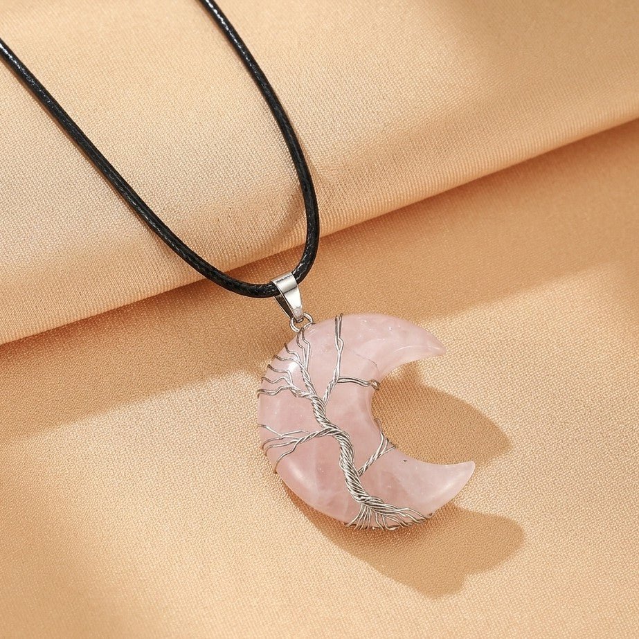 Collier Lune Arbre de Vie Pierres Naturelles - Biloria