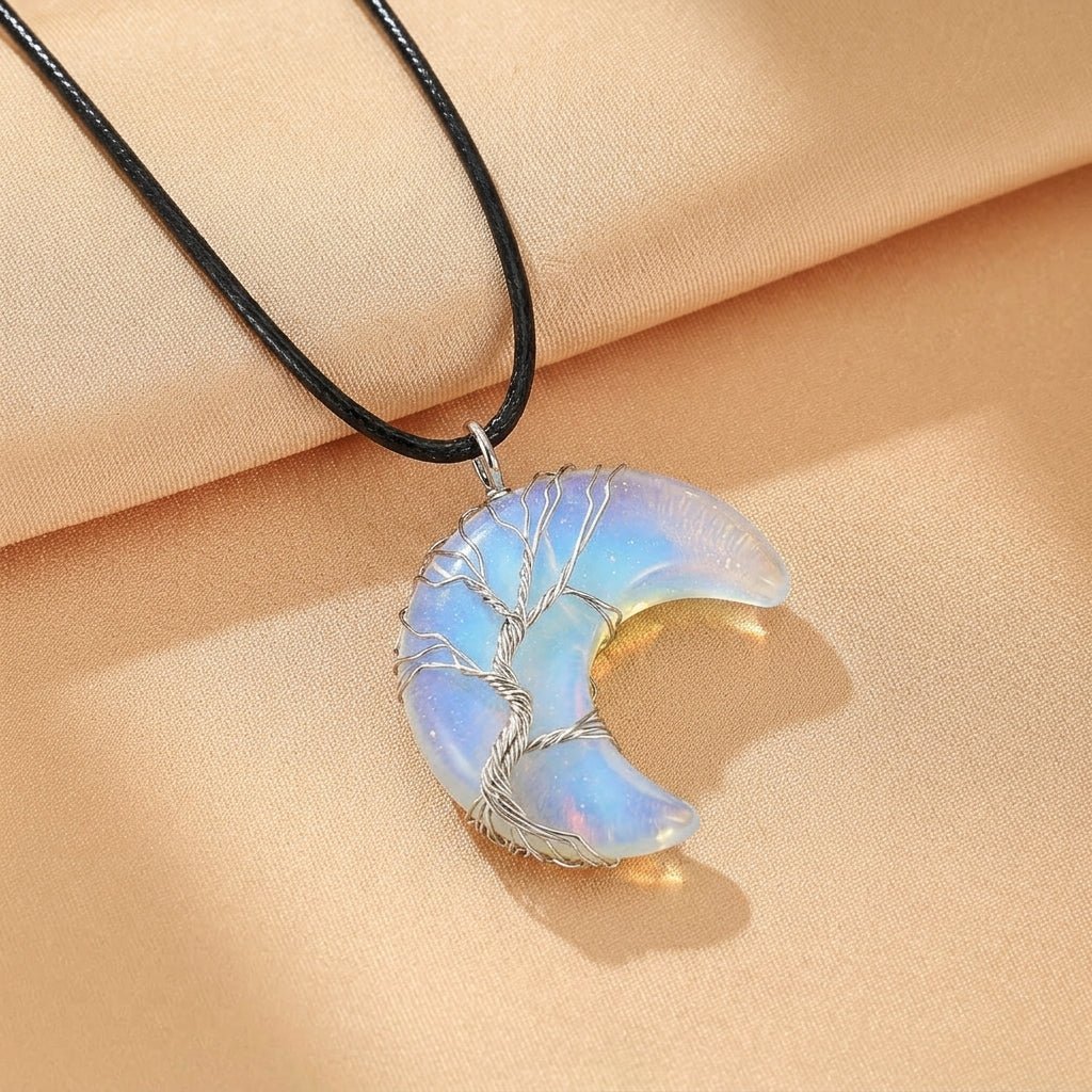 Collier Lune Arbre de Vie Pierres Naturelles - Biloria