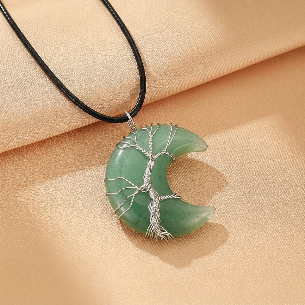 Collier Lune Arbre de Vie Pierres Naturelles - Biloria