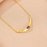 Collier Lune en Argent Plaqué Or avec Lapis Lazuli - Biloria