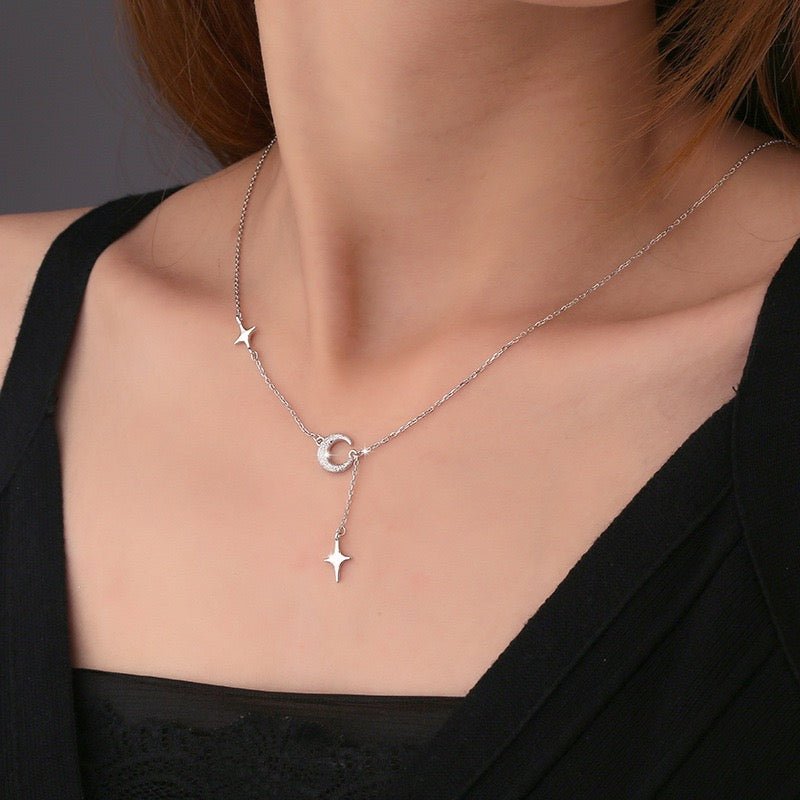 Collier Lune et Étoile en Argent 925 – Bijou Céleste - Biloria