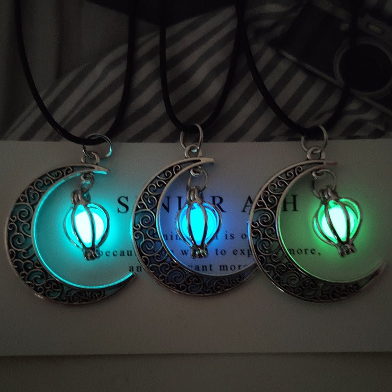 Collier Lune Fluorescente Ajustable Artisanal - Biloria