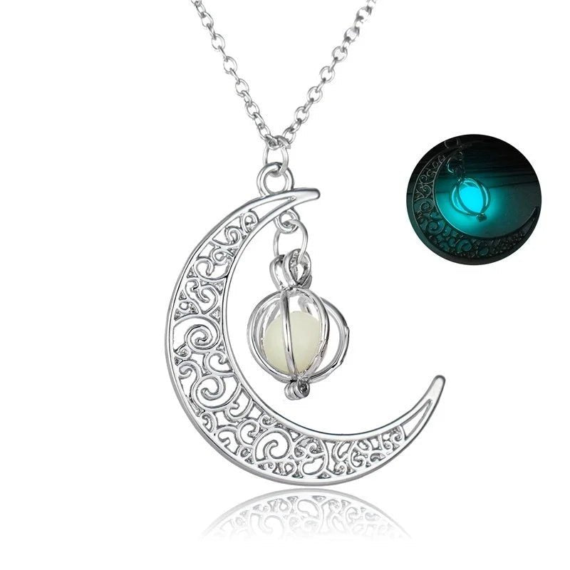 Collier Lune Fluorescente Ajustable Artisanal - Biloria