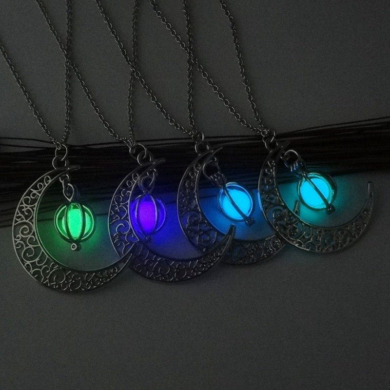 Collier Lune Fluorescente Ajustable Artisanal - Biloria