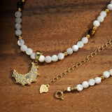 Collier Lune Pierre de Lune Argent Plaqué Or - Bijou Spirituel - Biloria