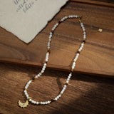Collier Lune Pierre de Lune Argent Plaqué Or - Bijou Spirituel - Biloria