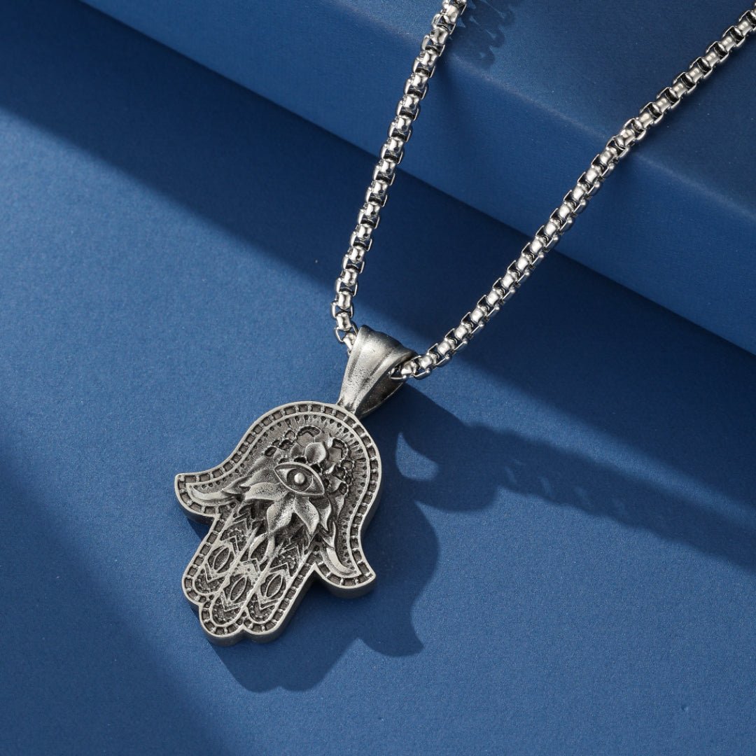 Collier Main de Fatma Protection Acier Titane - Biloria