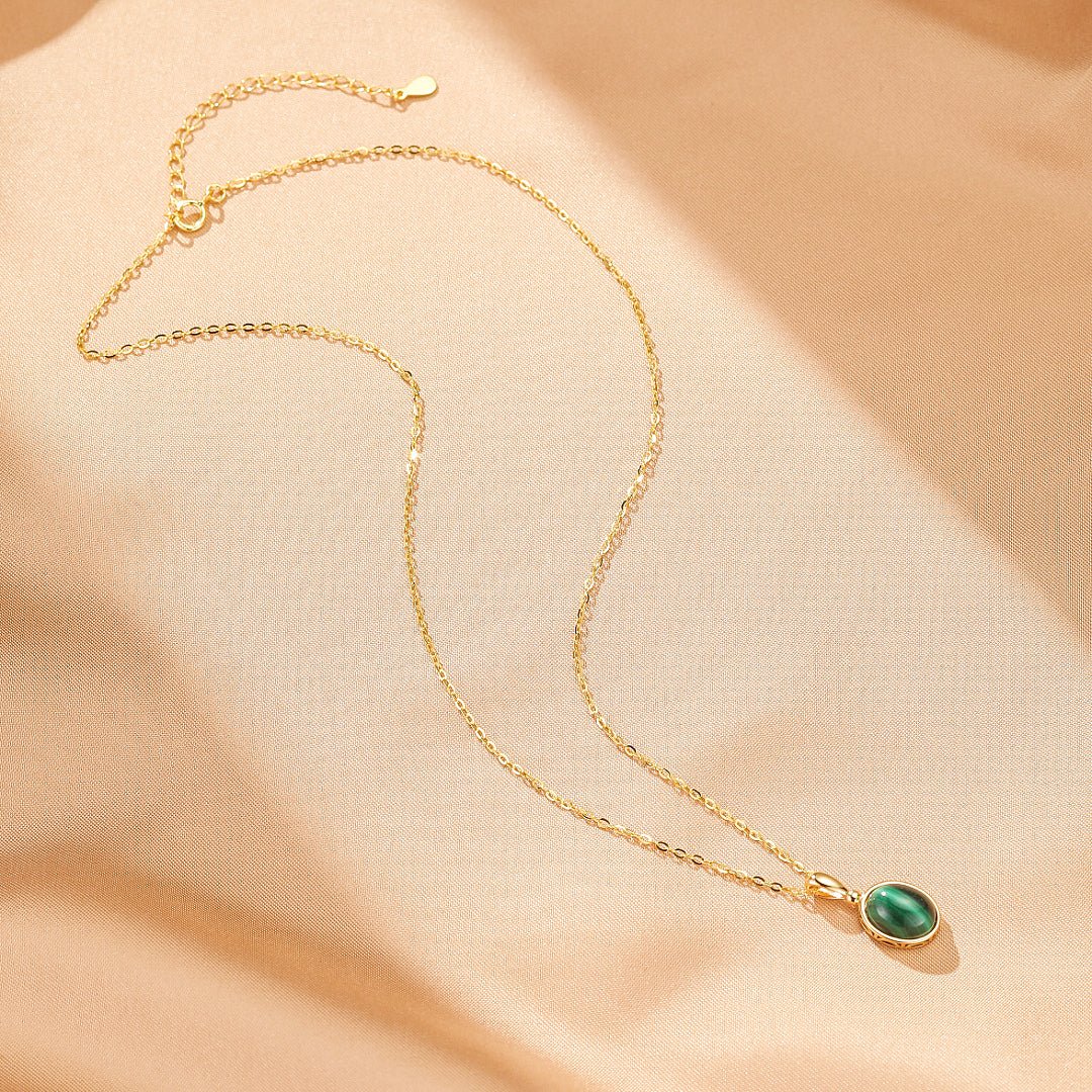 Collier Malachite – Calme et Protection, Argent Plaqué Or - Biloria