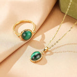 Collier Malachite – Calme et Protection, Argent Plaqué Or - Biloria
