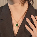 Collier Malachite Nacre Argent Plaqué Or Bijou Fait Main - Biloria