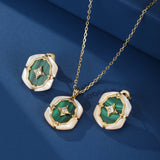 Collier Malachite Nacre Argent Plaqué Or Bijou Fait Main - Biloria