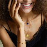 Collier Malachite ou Lapis Lazuli Ovale Argent Plaqué Or - Biloria