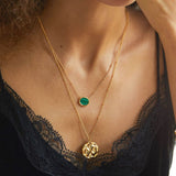 Collier Malachite ou Lapis Lazuli Ovale Argent Plaqué Or - Biloria
