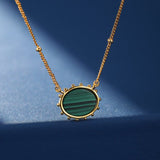 Collier Malachite ou Lapis Lazuli Ovale Argent Plaqué Or - Biloria