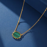 Collier Malachite ou Lapis Lazuli Ovale Argent Plaqué Or - Biloria