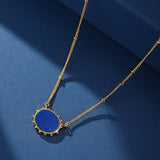 Collier Malachite ou Lapis Lazuli Ovale Argent Plaqué Or - Biloria