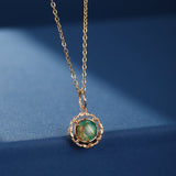 Collier Malachite Quartz Rutile Argent Plaqué Or – Pendentif Impérial - Biloria