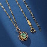 Collier Malachite Quartz Rutile Argent Plaqué Or – Pendentif Impérial - Biloria