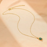 Collier Malachite Rectangulaire en Argent Massif ou Plaqué Or - Biloria