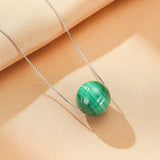 Collier Malachite Sphère 12 mm Argent 925 – Protection - Biloria