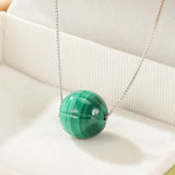 Collier Malachite Sphère 12 mm Argent 925 – Protection - Biloria