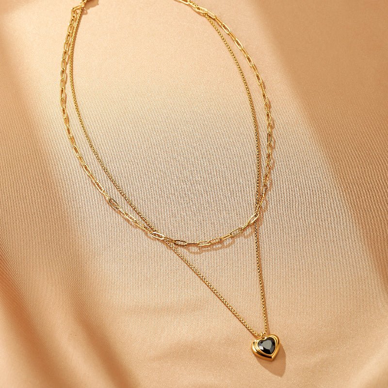 Collier Multirang Cœur en Acier Inoxydable - Biloria