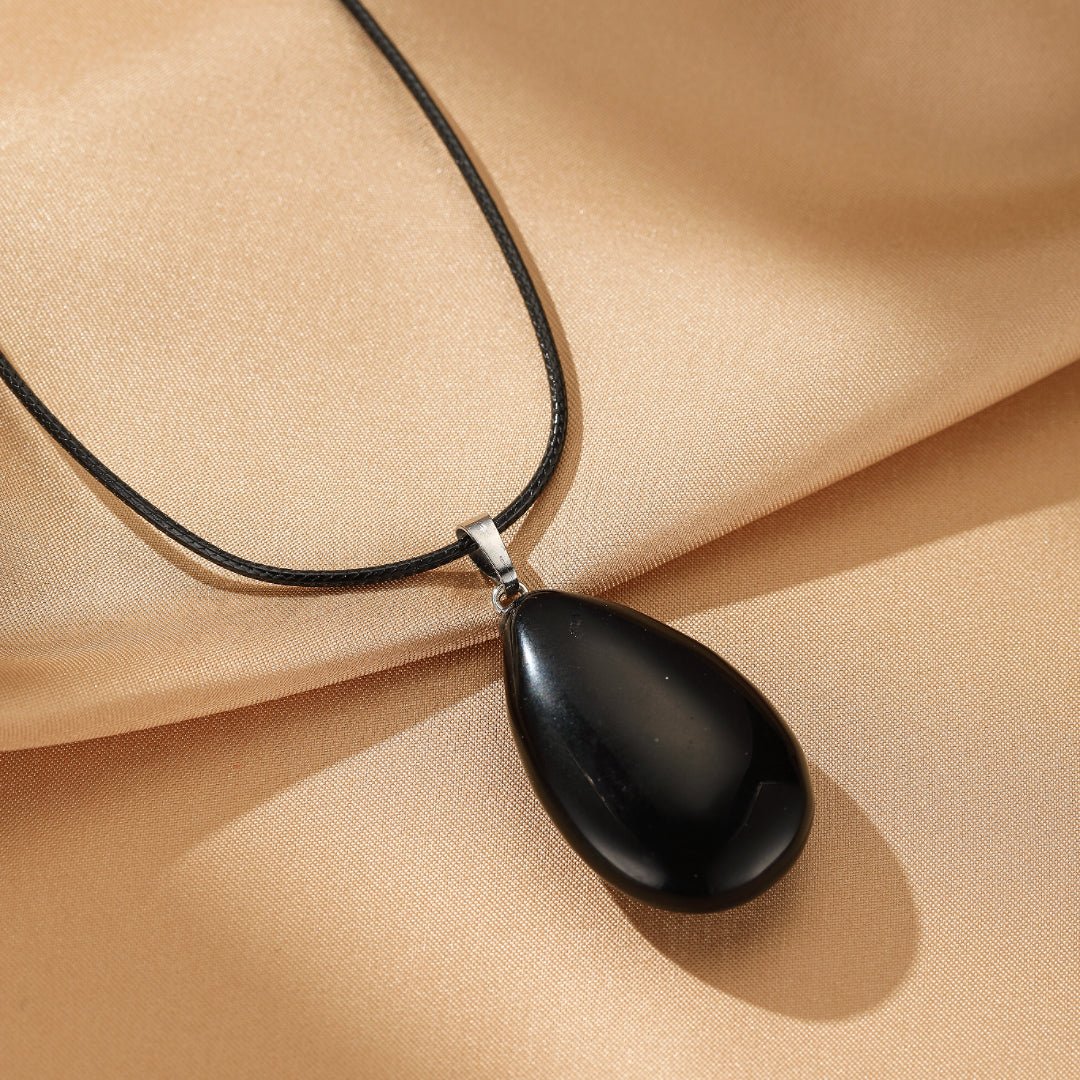 Collier Obsidienne Noire Goutte pour Ancrage et Protection - Biloria