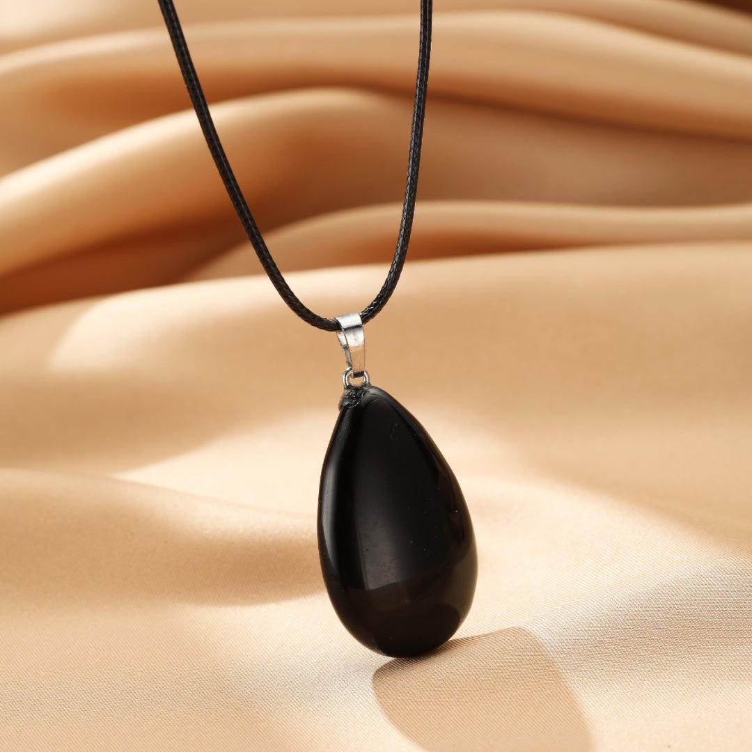 Collier Obsidienne Noire Goutte pour Ancrage et Protection - Biloria