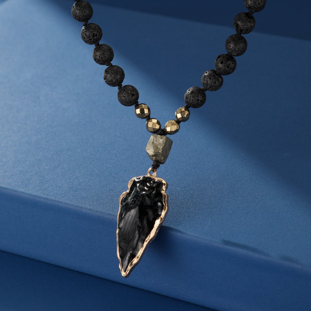 Collier Obsidienne Pierre de Lave – Force Intérieure - Biloria
