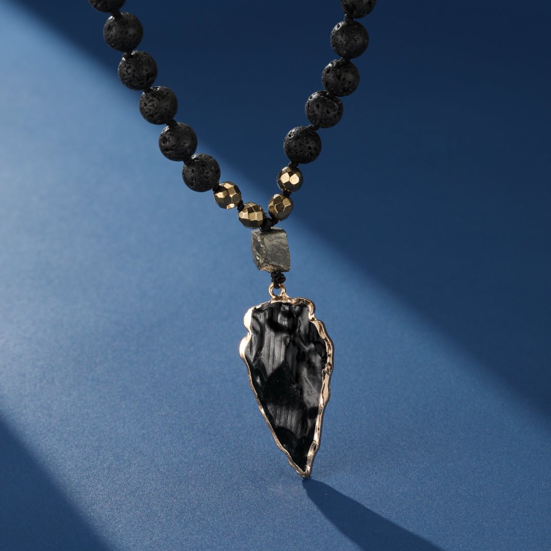 Collier Obsidienne Pierre de Lave – Force Intérieure - Biloria