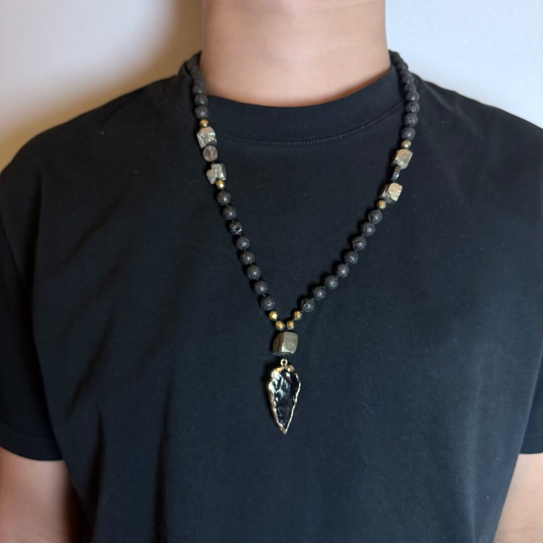 Collier Obsidienne Pierre de Lave – Force Intérieure - Biloria
