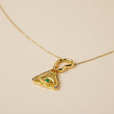 Collier Œil de Protection Agate Verte Plaqué Or - Biloria