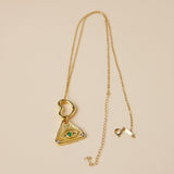 Collier Œil de Protection Agate Verte Plaqué Or - Biloria