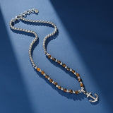 Collier Œil de Tigre Ancre Marine pour Homme - Biloria