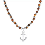Collier Œil de Tigre Ancre Marine pour Homme - Biloria
