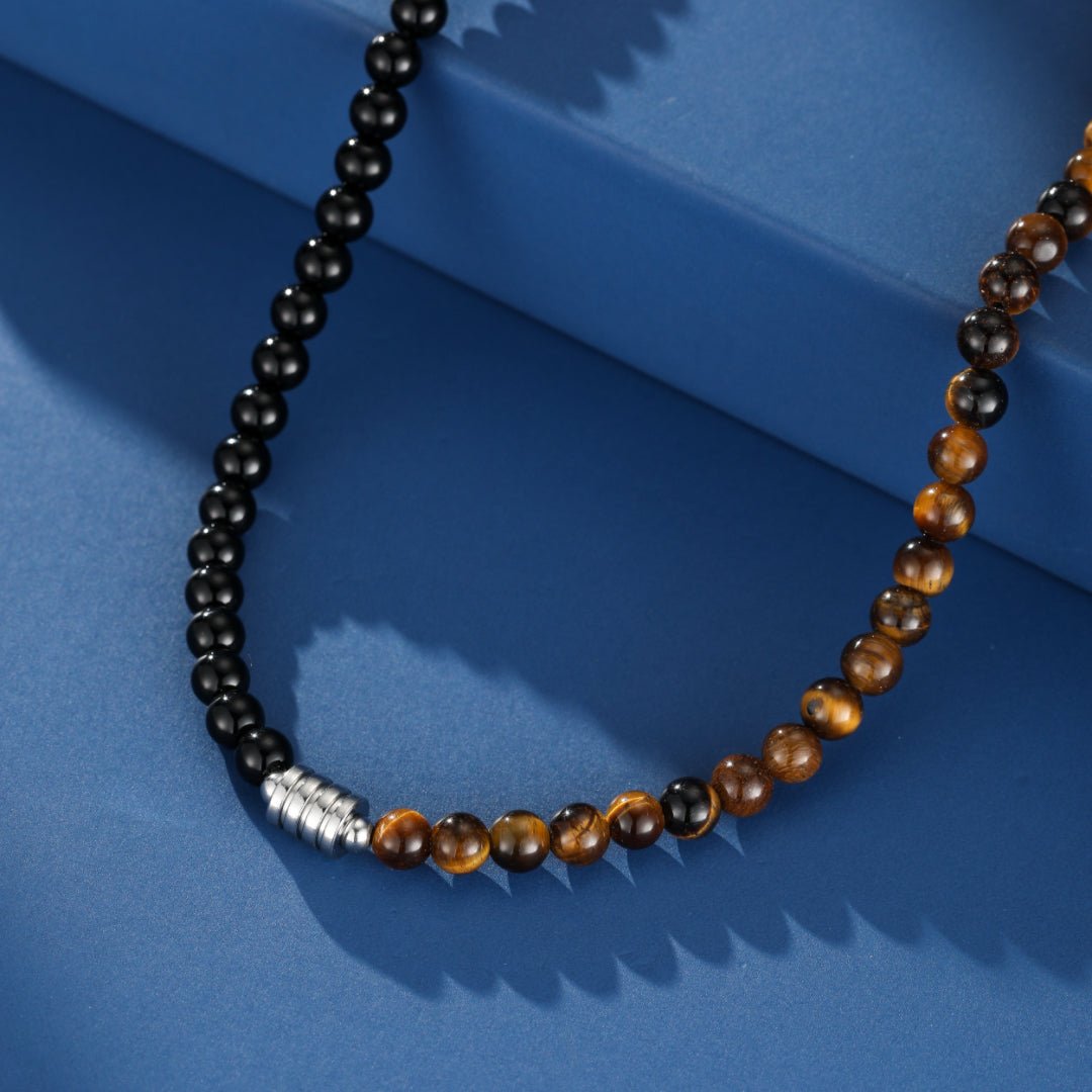 Collier Œil de Tigre et Obsidienne – Équilibre Feng Shui - Biloria