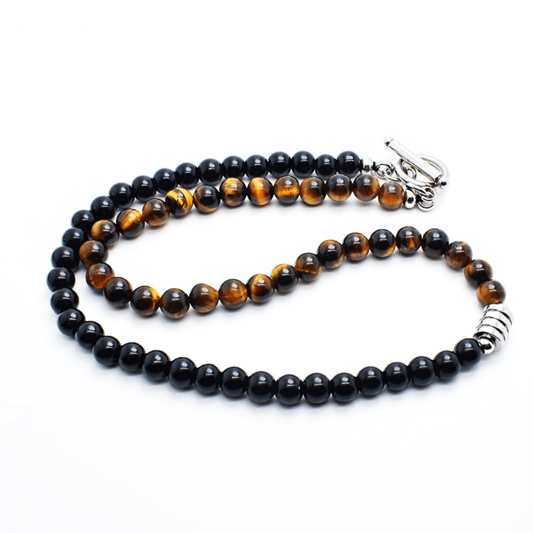 Collier Œil de Tigre et Obsidienne – Équilibre Feng Shui - Biloria