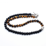 Collier Œil de Tigre et Obsidienne – Équilibre Feng Shui - Biloria