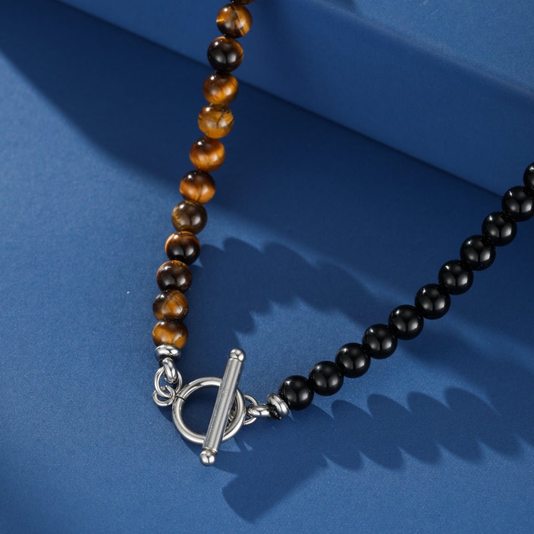 Collier Œil de Tigre et Obsidienne – Équilibre Feng Shui - Biloria